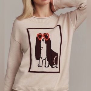 NWT Anthropologie Flat Winter Crew-Neck Dog Icon Sweater SZ Small